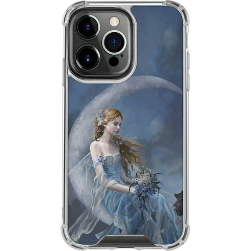 Fairy with Black Cat Sitting on Moon by Nene Thomas iPhone 16 Pro Clear Case